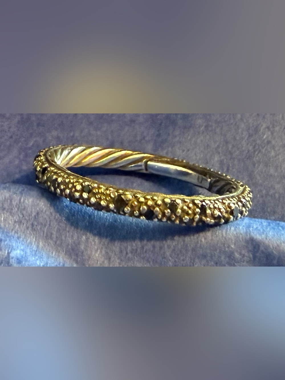 David Yurman edgy black pavé diamond eternity ring 925 silver
